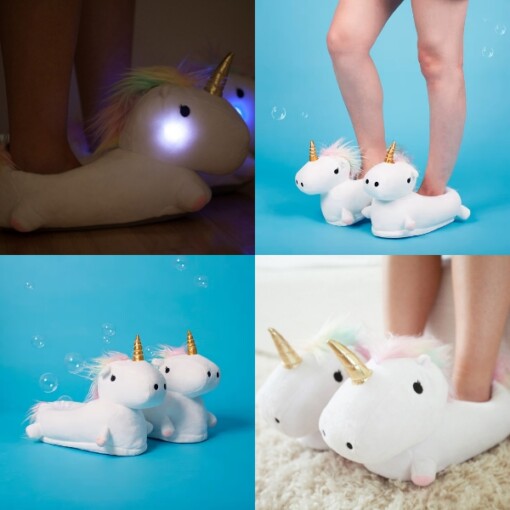 Детски LED Еднорог плюшени пантофи - Image 2