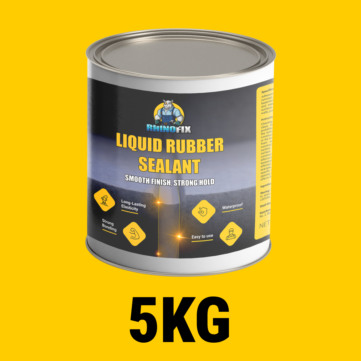 RHINOFIX GroutFlex – Течен гумен уплътнител за пукнатини, течове и хидроизолация (наличен в различни размери)