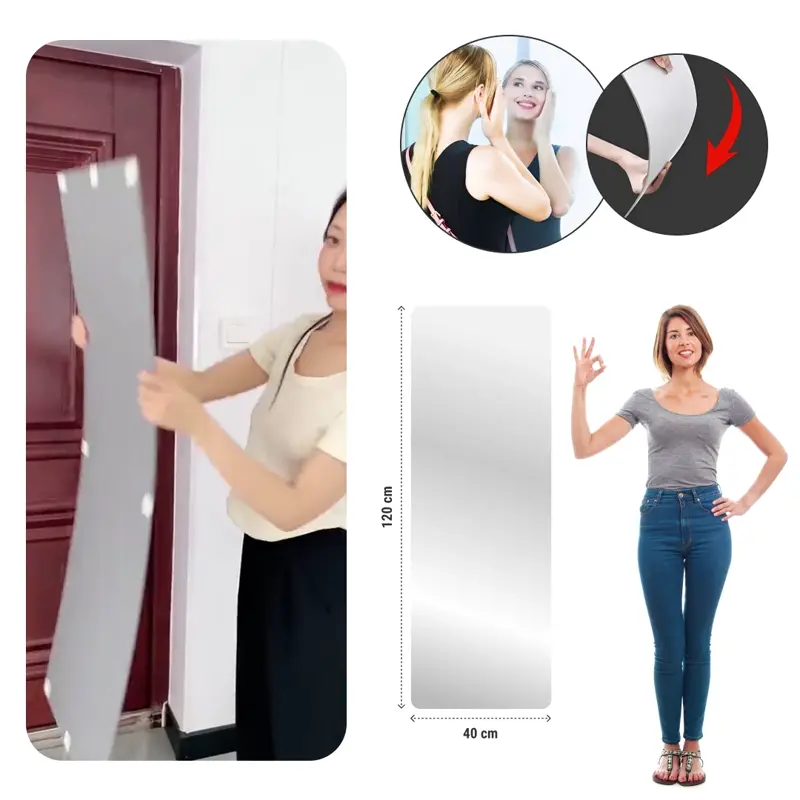MirrorFlex™ гъвкаво акрилно самозалепващо се огледало 120 x 40 см