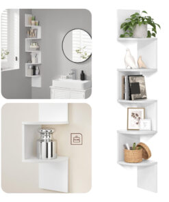 Conera™ – Ъглова стенна етажерка с 5 „плаващи“ рафта