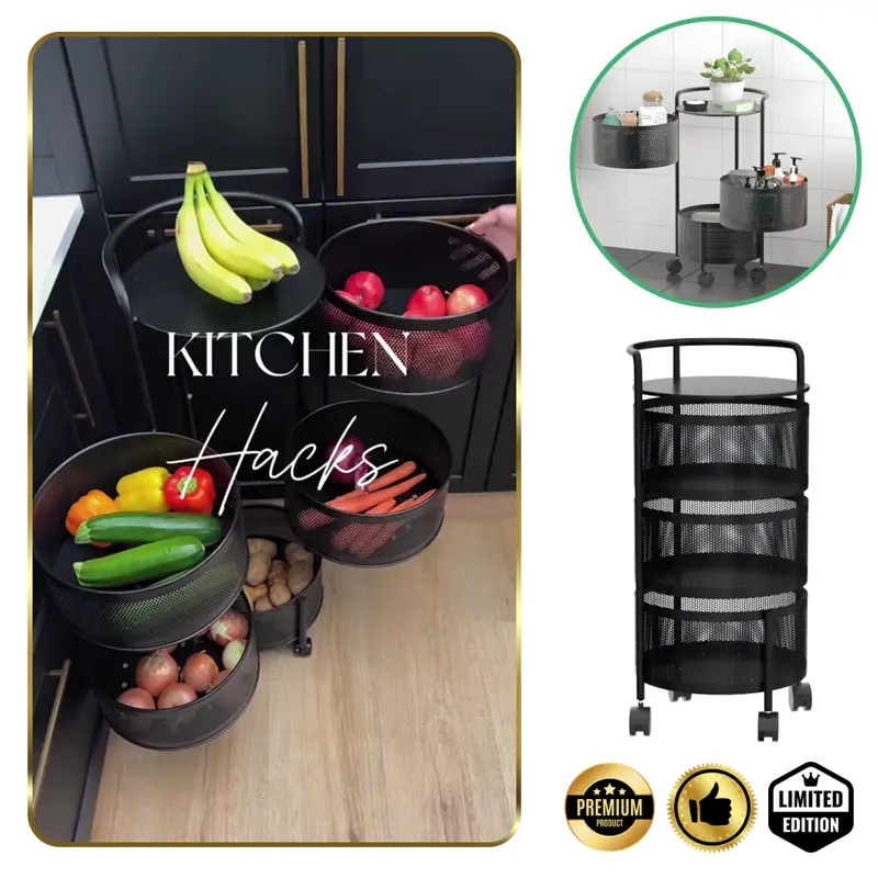 SpinRack™ - Въртящ се метален органайзер с 3 нива